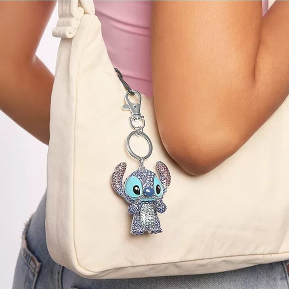 🔹️ Disney🔹️ Stitch Pave 3D Bling Keychain - Bag Charm Key accessory🔹️💙 - Picture 3 of 7